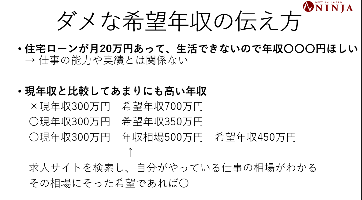 ダメな希望年収の伝え方
